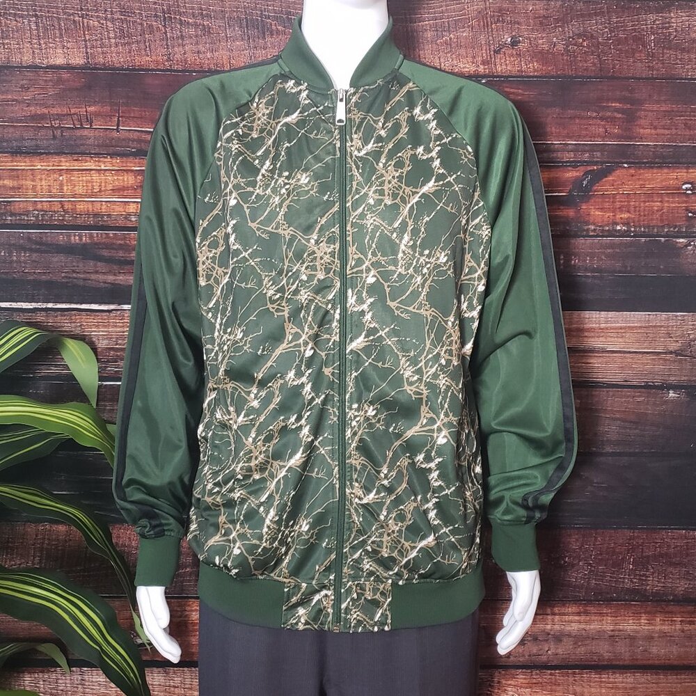Trust 2XL Vintage Y2K Track Jacket Full Zip Camo Forest Green Stripes